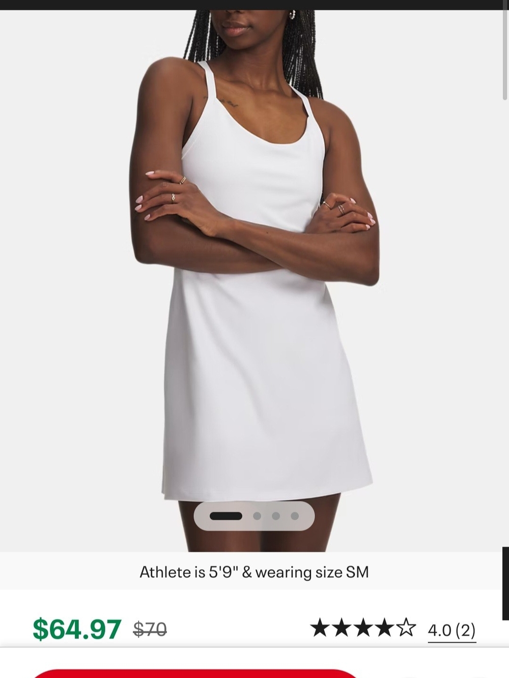 Under Armour White Slip Dress Camisole - Lightweight Athletic Slip